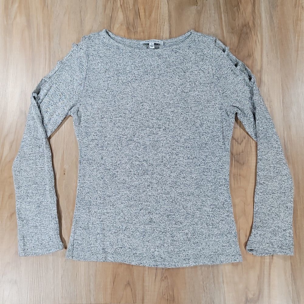 🔺️Purple Snow Gray Cutout Lightweight Long Sleeve Sweater Large